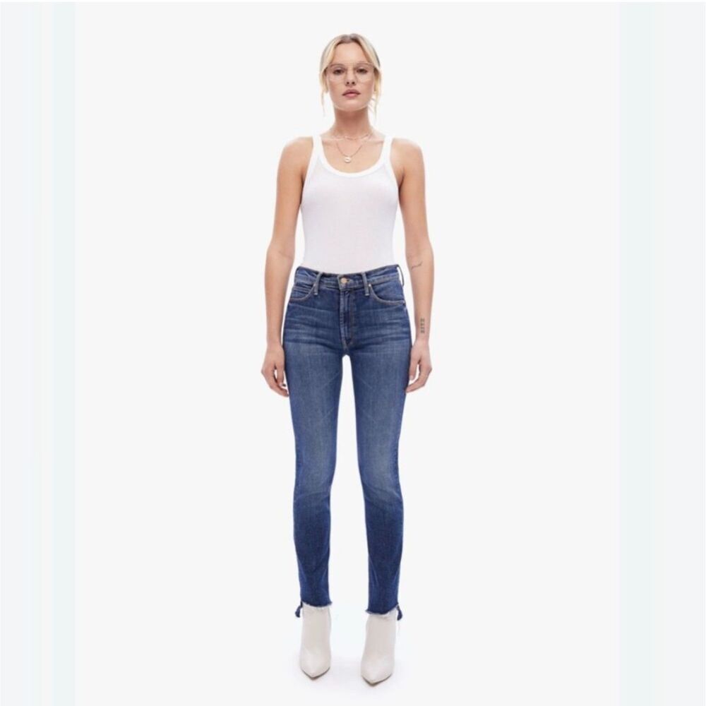 NWT Mother Sz 27 Mid-rise Dazzler Ankle Step Fray On The Edge Fray Jeans Raw Hem